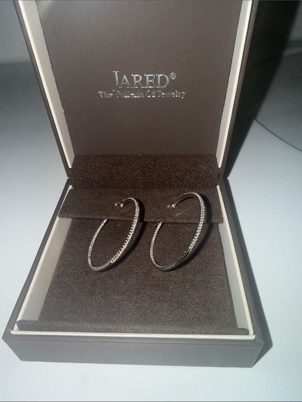 Jared Silver Pavé Hoop Earrings